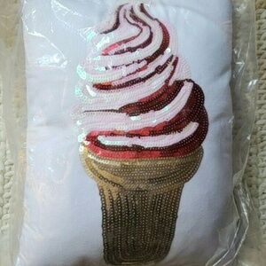 ICE CREAM SEQUIN PILLOW 13″ X 10″ NEW